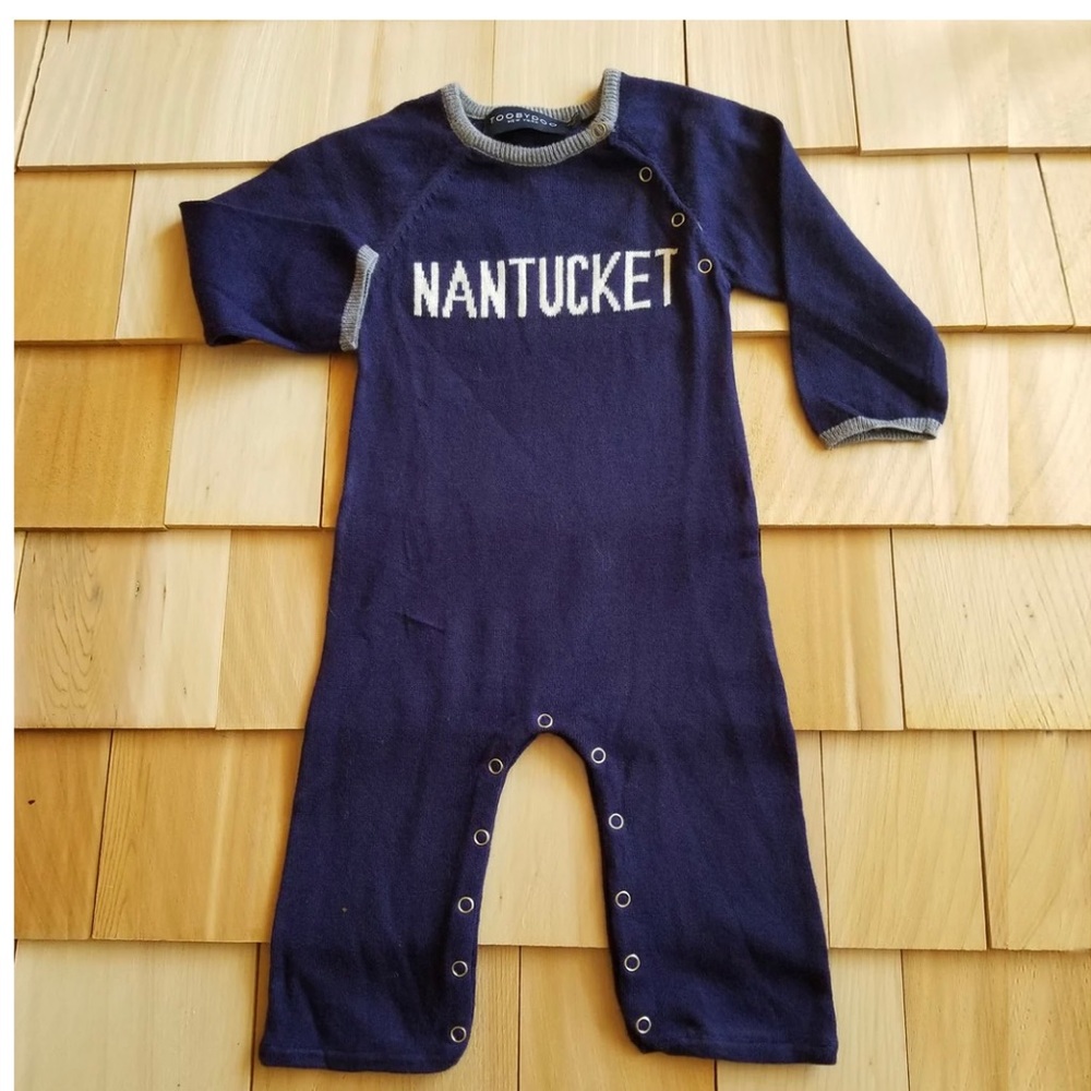 Baby Nantucket Toobydoo navy blue 6-12 months cashmere jumpsuit